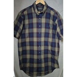 Cambridge Hall Short Sleeve Button Shirt Plaid, Men's Sz Lg Tall, USA Made